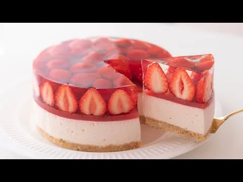 いちごのレアチーズケーキの作り方 No-Bake Strawberry Cheesecake＊Eggless & Without oven｜HidaMari Cooking