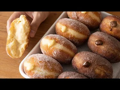 カスタードクリームドーナツの作り方 Custard Cream Donuts（Vanilla & Chocolate）｜HidaMari Cookingのサムネイル
