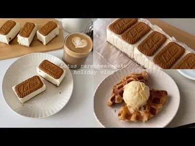韓国おうちカフェ開拓🧇☕️ロータスレアチーズケーキとクロッフル作り🍨のサムネイル