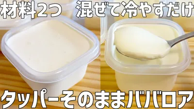 【材料2つ】タッパーそのままババロア作り方〜タッパーで簡単！混ぜて冷やすだけ〜のサムネイル