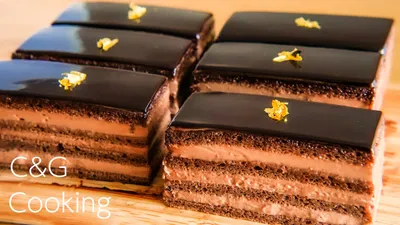 まるでオペラなチョコケーキの作り方 | ケーキ作り お菓子作り チョコケーキ ASMRのサムネイル