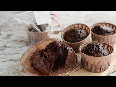 【絶品すぎる米粉の濃厚チョコマフィン♡バレンタインにも】米粉バージョンできました♪ | rice flour chocolate muffinsのサムネイル