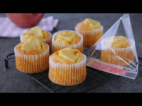 【きざみ林檎たっぷりの林檎マフィン】バレンタインにも!ワンボウルで混ぜて焼くだけ♡翌日絶品  | One-Bowl Easy Apple muffinsのサムネイル