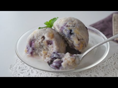 【混ぜて冷やすだけ】冷たいデザート♡お砂糖生クリ無し!バナナブルーベリーアイス | BananaBblueberry Ice Creamのサムネイル