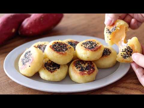 レンジで作るチーズ入りさつまいももちの作り方:オーブン・ミキサー不要!バター・卵なし|HidaMari Cookingのサムネイル