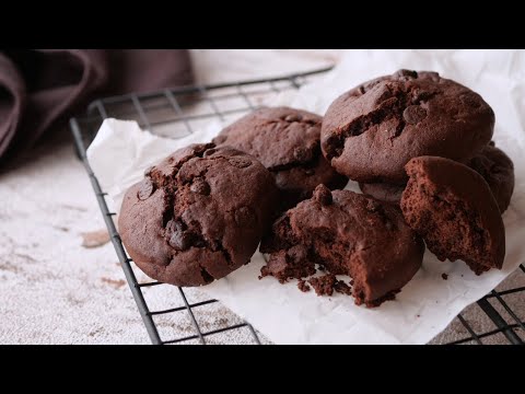 【COSORIノンフライヤーで作るスイーツ】このさくさく感はハマる!「溶かしバターでエアインチョコクッキー♡」 | Airfryer Chocolate Cookiesのサムネイル