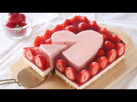 いちごのレアチーズケーキの作り方 No-Bake Strawberry Cheesecakeのサムネイル
