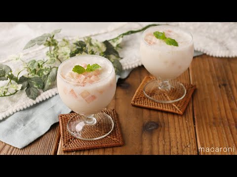 【桃のヨーグルトスムージー】ミキサーいらず!もも丸ごとひとつ♪のサムネイル