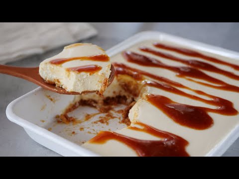 【豆乳カラメルソースがけ♡ホーローバットでレアチーズケーキ】「おもてなしにもどうぞ♪」 | Easy! No- Bake  cheesecakeのサムネイル