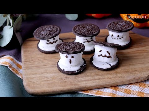 【おばけマシュマロサンドクッキー】ハロウィンにぴったり!10分で完成♪のサムネイル