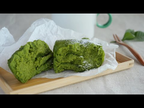 【卵も牛乳なしでもめっちゃうま♡米粉抹茶パン】ぐるぐる混ぜてチンするだけ♪| Rice flour  Matcha Breadのサムネイル