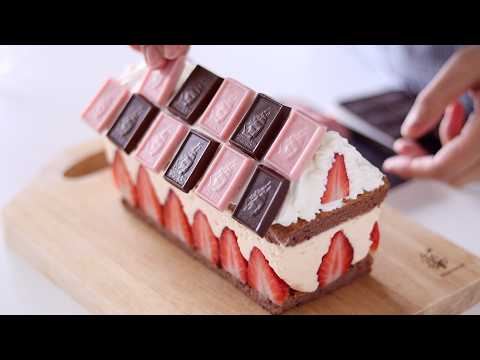 クリスマスのためのケーキハウスの作り方🎄いちごとカスタードのムースケーキ:米粉のケーキ|HidaMari Cookingのサムネイル