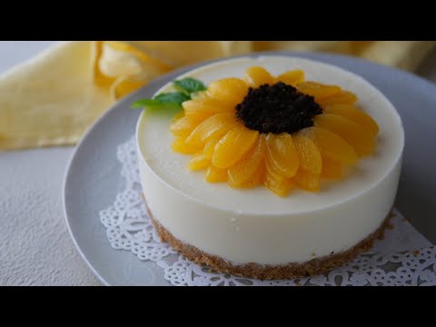 【8月生まれを祝う🌻向日葵レアチーズケーキ】簡単でとろける美味しさのレアチーズケーキです | Creamy No-bake Cheesecake!This melts in your mouth!のサムネイル