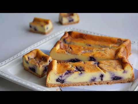 【濃厚で爽やか♡ブルーベリーチーズケーキ】初夏に味わいたいベイクドチーズケーキ | Blueberry cheesecakeのサムネイル