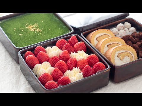 スイーツおせち作ってみた!前編 Japanese Sweet Osechi いちごタルト、純生ロール Strawberry tart, Roll cake|HidaMari Cookingのサムネイル