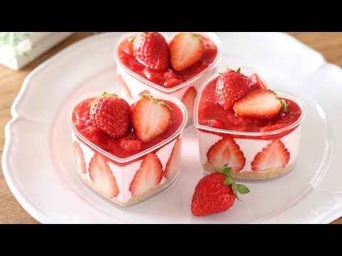 オーブンなし!いちごのレアチーズ・カップケーキの作り方|HidaMari Cookingのサムネイル