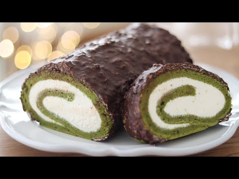 Wチョコレートと抹茶のロールケーキの作り方のサムネイル