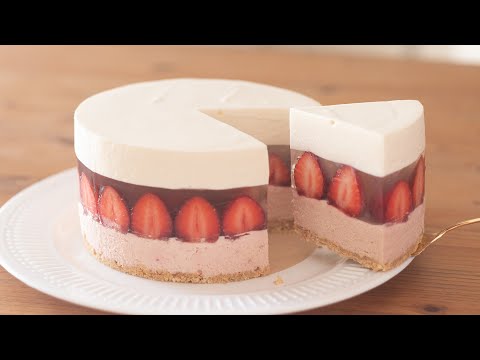 クリスマスに!いちごのレアチーズケーキの作り方 No Bake Strawberry Cheesecake:Christmas Cake|HidaMari Cookingのサムネイル