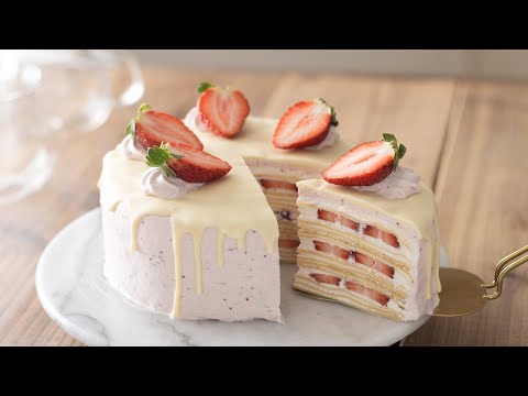 いちごのミルクレープの作り方 Strawberry Mille Crepe Cake|HidaMari Cookingのサムネイル
