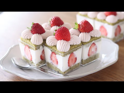 簡単いちごと抹茶のショートケーキの作り方 ひな祭りのサムネイル