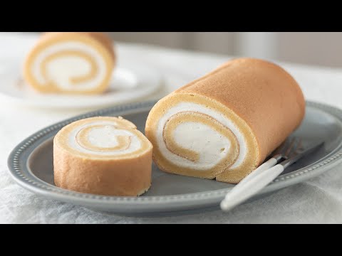 バニラシフォンロールケーキの作り方 Vanilla Chiffon Swiss Roll Cake|HidaMari Cookingのサムネイル